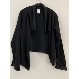 Sarah Pacini Open Front Lagenlook black Cardigan Rayon Merino Wool mixed Italy